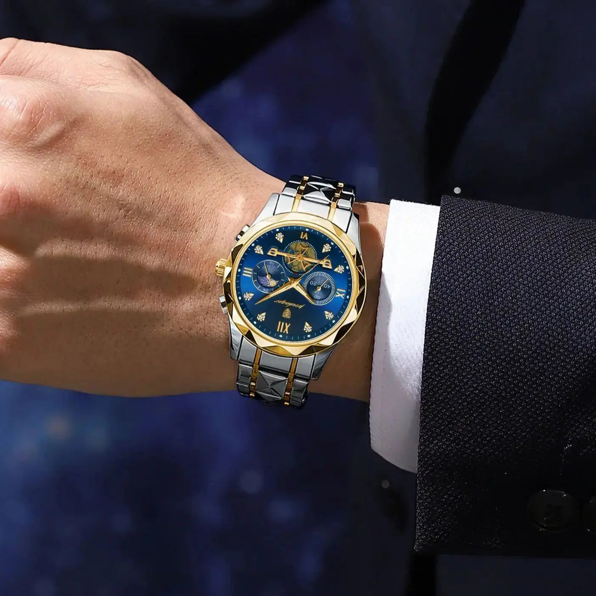 POEDAGAR Luxury Man Wristwatch Chronograph Waterproof Luminous Men Watch Stainless Steel High Quality Sport Men's Quartz Watches Good Vibrations