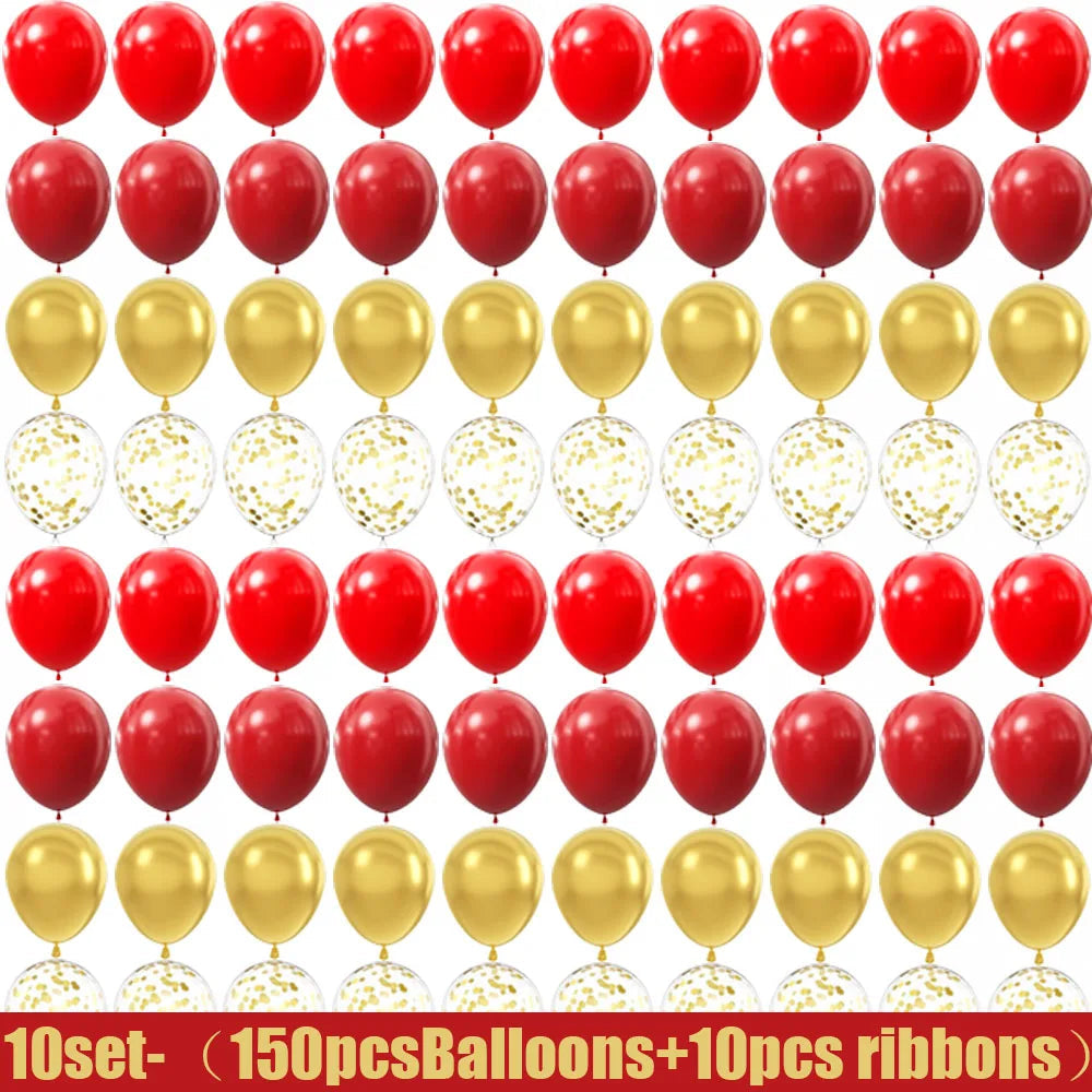 15-150 wedding themed decorations with red and gold latex balloons, suitable for birthdays, weddings, and home decor Good Vibrations