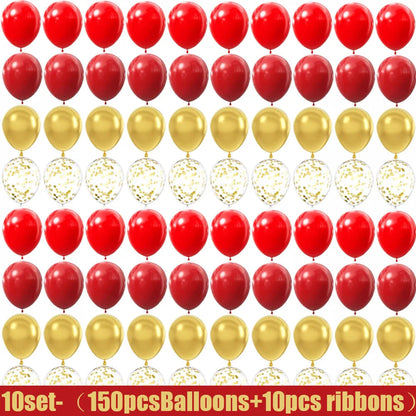 15-150 wedding themed decorations with red and gold latex balloons, suitable for birthdays, weddings, and home decor Good Vibrations