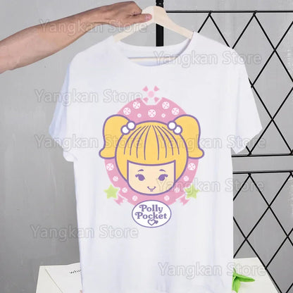 Polly Pocket Print T-Shirt Casual Crew Neck Short Sleeve T-Shirt Women's Clothing Good Vibrations