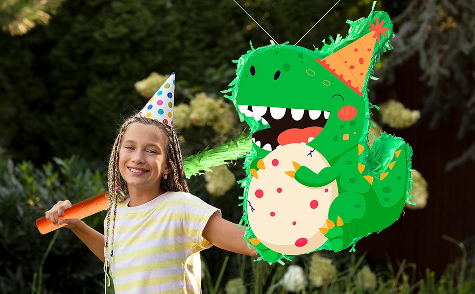4 Pcs Dinosaur Party Pinata Set-Dinosaur Pinata Sticks Eye Masks etc Dinosaur Pinata Supplies for Dinosaur Party Decorations Good Vibrations