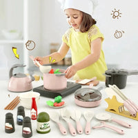 Toy Kitchen for Kids Cooking Utensils Children's Pretend Play Cutting Miniature Food Set Pot Pan Educational Unisex Novel Gift Good Vibrations