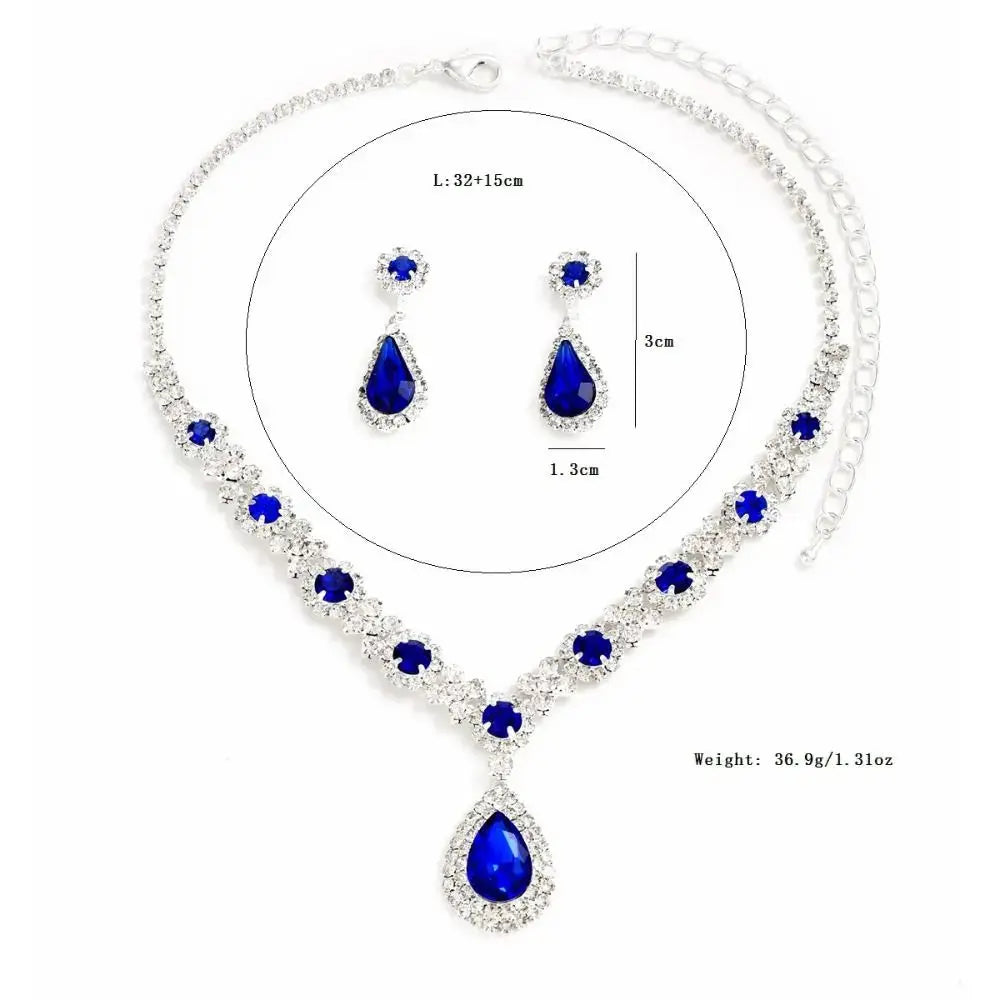 Fashionable Crystal Jewelry Necklace Earring Set Premium Luxury Pendant Necklace Original Design Inlaid Zircon Dangle Earrings Good Vibrations Adult Super Store