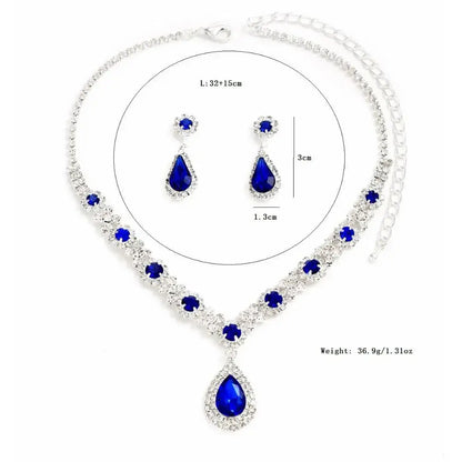 Fashionable Crystal Jewelry Necklace Earring Set Premium Luxury Pendant Necklace Original Design Inlaid Zircon Dangle Earrings Good Vibrations Adult Super Store