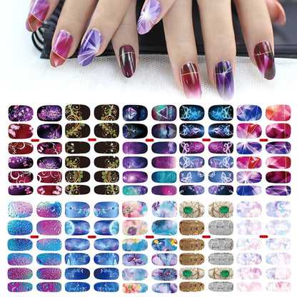 10 Sheets Beautifully Nail Stickers Self-Adhesive Lasting Nail Polish Stickers DIY Nail Art Decals Colorful Nail Accessories Good Vibrations