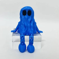 Cute Mini 3D Printed Ghost Ornament PLA Hand-Painted Ghost Fidget Toys Movable Joints Ghost Statue Halloween Party Decor Good Vibrations