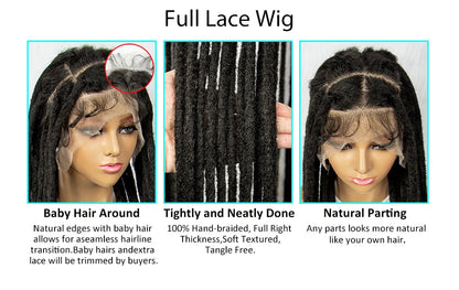 KIMA 60 inches Full Lace Braided Wigs Synthetic Lace Wigs Braided Wigs Crochet Wigs Faus Locs Braided Wigs for Black Women Good Vibrations