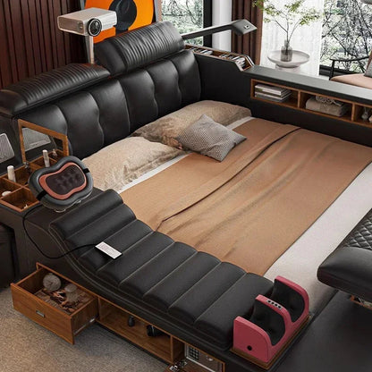 Modern Double Bed Girls Design Smart Bedroom Queen King Size Bed Beauty Sleeping Princess Leather Cama Lounge Suite Furniture Good Vibrations