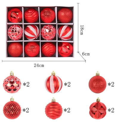 12PCS High-quality Plastic Christmas Ball Set 6CM Suspensable Xmas Ornament Ball 6 Colors Xmas Baubles Scene Supplies Good Vibrations
