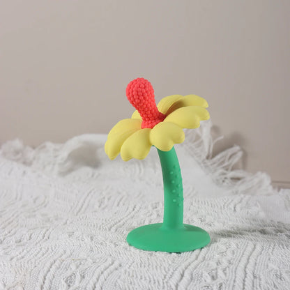 Baby Teether with Flower Shape and stand Base - Food-Grade Silicone, BPA-Free, Easy-to-Hold Chewing Toy for Infants Good Vibrations