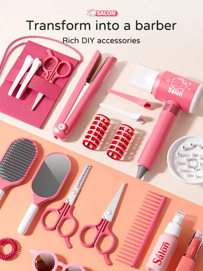 Kids Make Up Toys Simulation Haircut Kit Children's Hair dryer Role Playing Game Educational Toys For Girls Pretend Play Gifts Good Vibrations