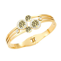 Round stainless steel spring bracelet, gold-plated tree of life bracelet, luxury crystal zircon, women's bracelet, wedding wear Good Vibrations