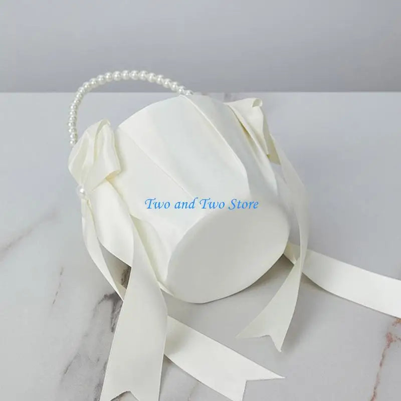HX6F Handmade Punnet Pillow Rings Bearer Basket for Enchanting Wedding Ceremony Good Vibrations