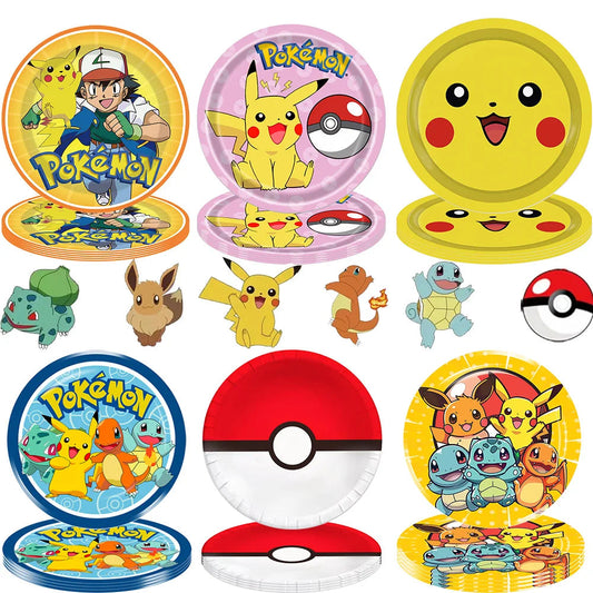 Pokemon Birthday Party Disposable Party Plates Pikachu Theme Tablecloth Character Balloon Birthday Decoration Baby Shower Suppli Good Vibrations