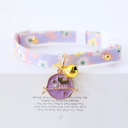 for newborn Cat Collar Safety Breakaway Small Dog Tie Adjustable Neck Strap for Puppy Kittens Necklace star cats with bell Good Vibrations