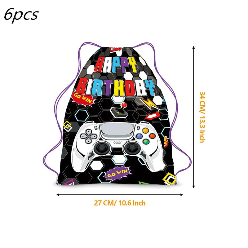 Video Game Party Supplies Set Birthday Decorations Happy Birthday Gaming Backdrop Game On Table Covers Gamer Banner Balloons Good Vibrations