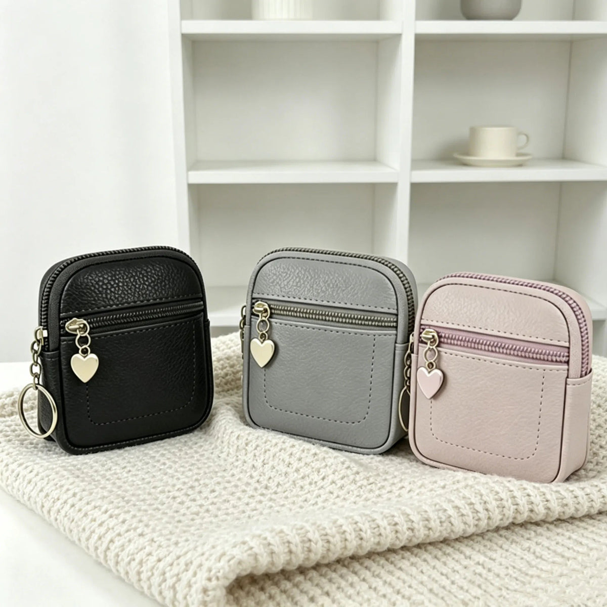 New Coin Purse Portable Wrist Bag PU Leather Money Coin Purse with Key Ring Pocket Purse Keychain Wallet for Women Girls Gift Good Vibrations