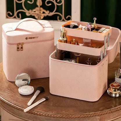 2025 New Fashion Professional Makeup Bag Women Cosmetic Case Female Korean Make Up Storage Organizer Box Fashion Large Good Vibrations