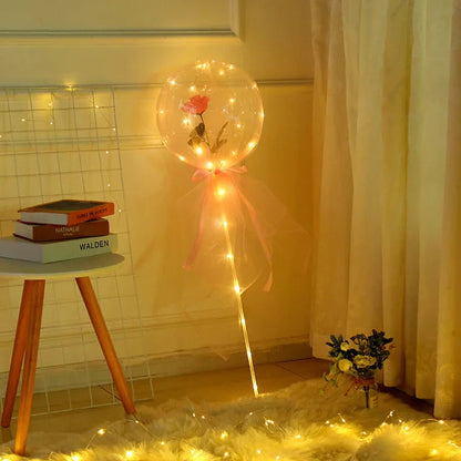 Creative Balloon Rose Flower Bouquet Wedding Decoration Bobo Ball LED Glowing Column Decoration Scene Birthday Party Room Layout Good Vibrations