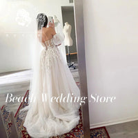 Beach 2025 Off The Shoulder Elegant A-Line Floor Length Backless Wedding Dresses for Women Strapless Simple Applique Bridal Gown Good Vibrations