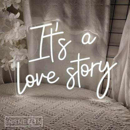It's a Love Story Neon Light Sign for Wedding Party Wall Decor LED Neon Signs Room Bedroom Wall Decoration Neon Lamp USB Power Good Vibrations