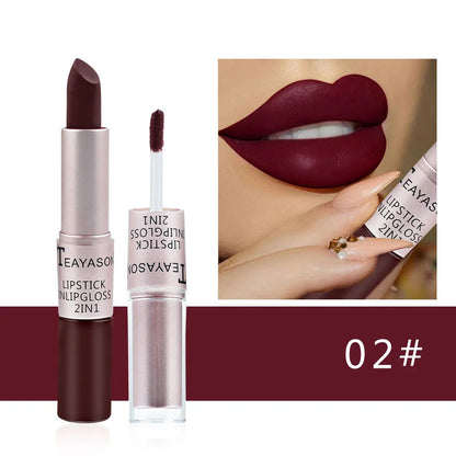 Long Lasting Velvet Matte Lipstick Double Head Lip Gloss Non-stick Cup Lip Gloss Tint Plumper Waterproof Lipstick Makeup Good Vibrations