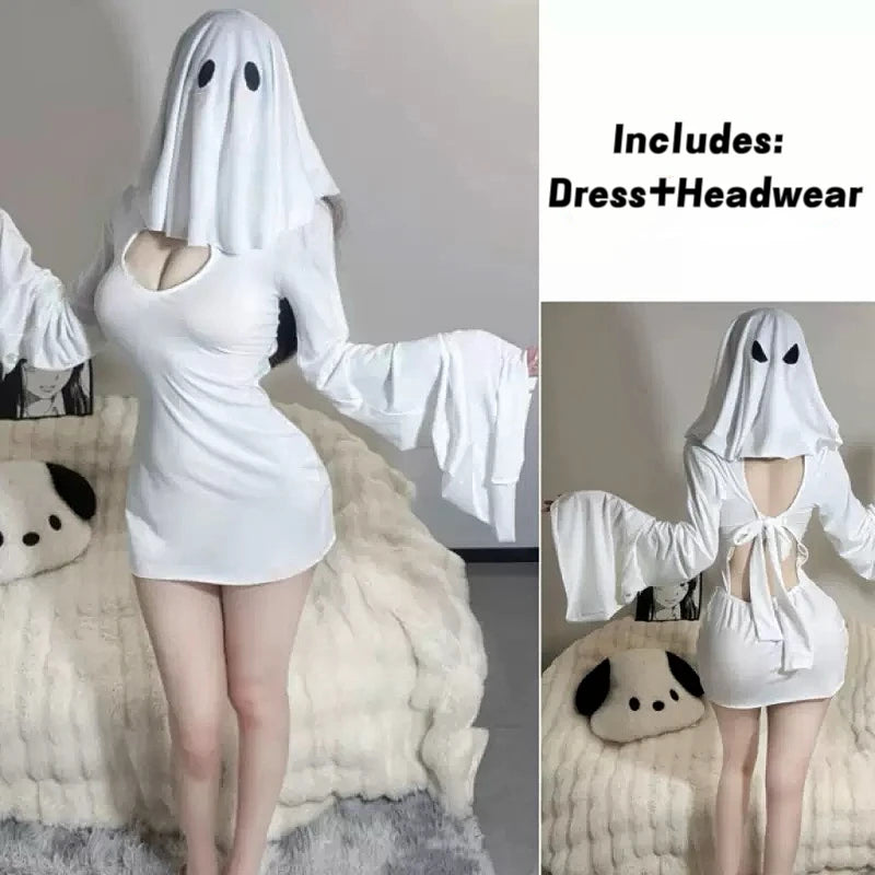 Ghost Girl Cosplay Costume Ghost Princess Holiday Cross Dressing Cosplay Costume Women's Two-Piece Slim Fishtail Halloween Skirt Good Vibrations