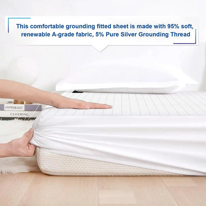 MAXSHARER Earthing 160*200*30cm fitted sheet Organic cotton with Conductive silver fiber Grounding bed sheet for Nature Wellness Good Vibrations