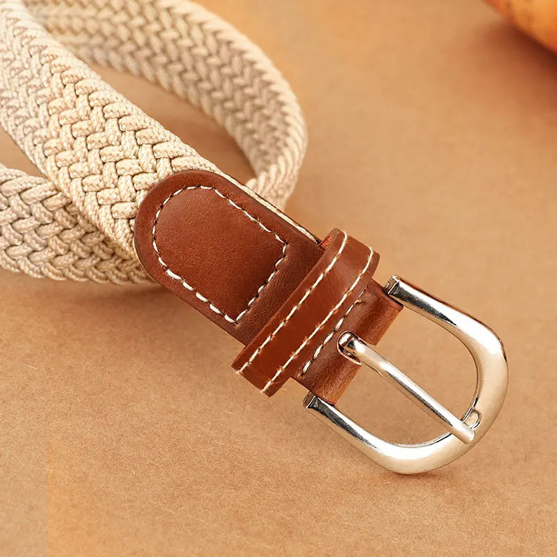 Women's elastic and elastic woven belt in one outfit, casual and versatile denim belt for men and women Good Vibrations