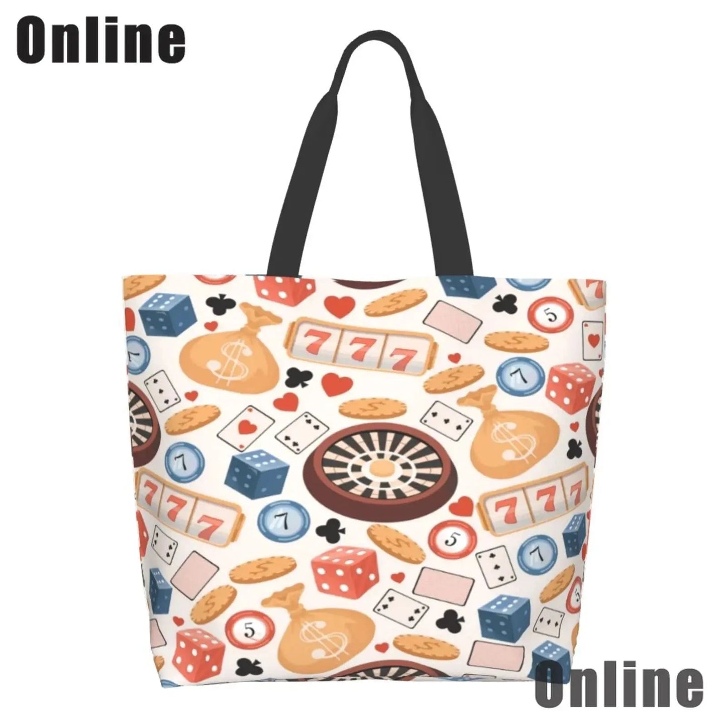 I Love Bingo Game Funny Handbags Shoulder Bags Casual Shopping Girls Tote Bag for Women Folding Reusable Shopping Bags Good Vibrations