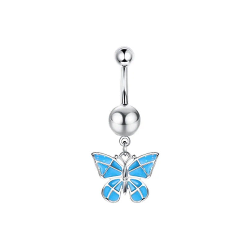 Dainsty Dangled Belly Button Rings Surgical Steel 14G Bar Navel Piercing Ring Crystal CZ Bee Flower Heart Belly Ring Ear Jewelry Good Vibrations Adult Super Store