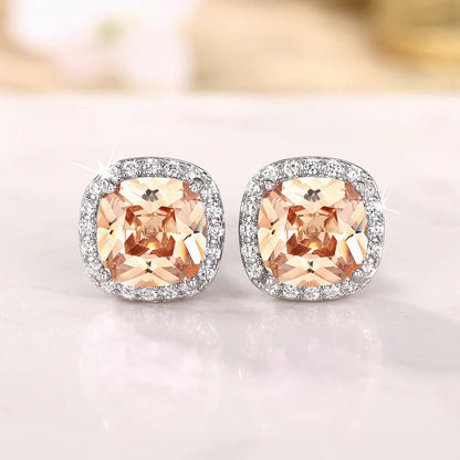 Ne'w Bright White/Yellow/Pink CZ Stud Earrings for Women Fashion Contracted Jewelry High Quality Wedding Engagement Good Vibrations