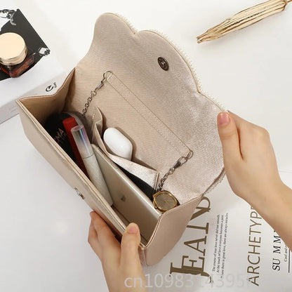 Pearl Clutch Purse Elegant Solid Color Shoulder Bag Cosmetic Phone Bag For Women Wedding Banquet Party Fashion Chic Good Vibrations