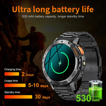 For Android ios New AMOLED Smart Watch Men with Flashlight Sports Waterproof Fitness Tracker Bluetooth Call Smartwatch Man+Box Good Vibrations