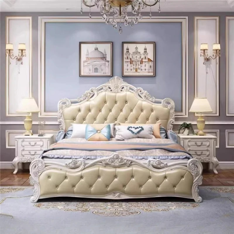 Princess Twin Beds European French Aesthetics Cheap Safe Lazy Beds Design Luxury Crown Muebles Para Dormitorio Home Accessories