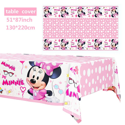 Disney Pink Minnie Mouse One Year Old Birthday Party Supplies Cup Plate Kids Girl Birthday Party Decor Disposable Tableware Set Good Vibrations
