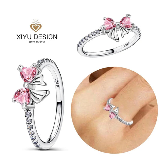 925 Sterling Silver Red Heart-shaped Ring Earrings Necklace Charm Sparkling Women's Jewelry Gift Fashion Light Luxury Making Good Vibrations