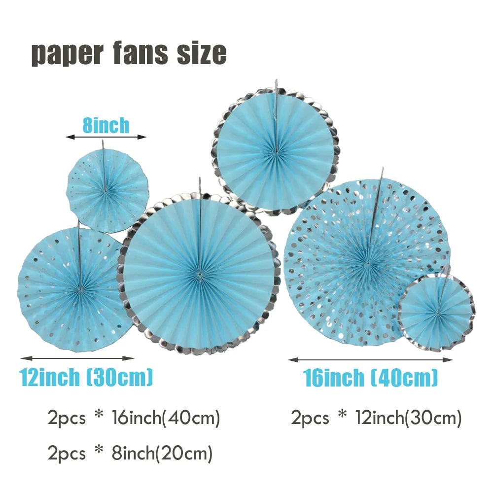 Kids Boy Girl 1st Birthday Party Favor Blue Pink Set Mixed Size Folding Paper Fans Wedding Ceremony Christmas Holiday Decor Good Vibrations