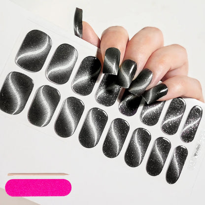 UV Semi-Cured Gel Nail Wraps Stickers Strips French Long Lasting Full Cover LED Gel Semi Cured Nail Sliders For Nail Extension & Good Vibrations