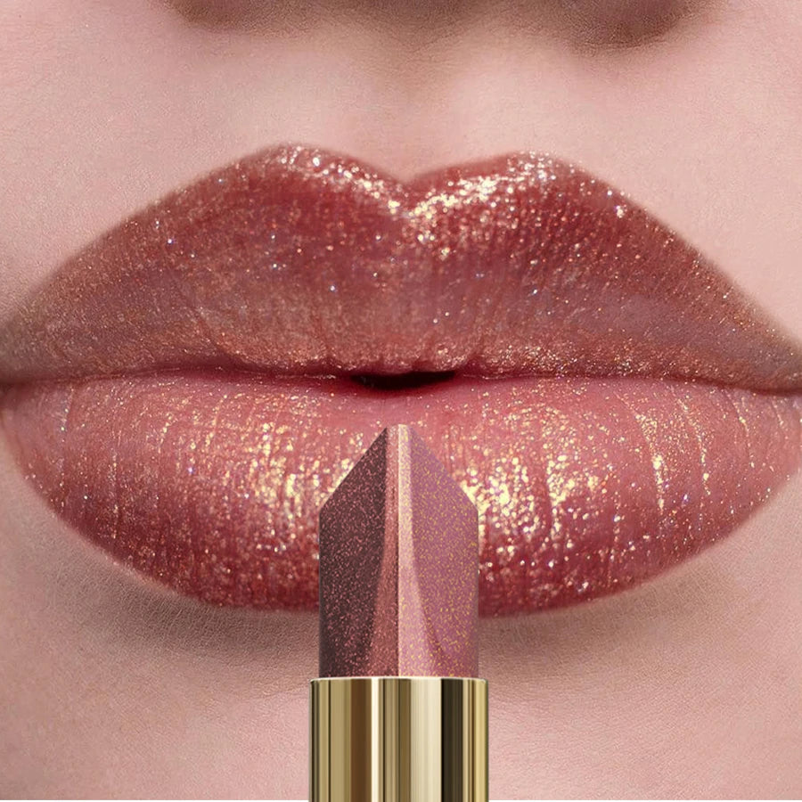 1PC Glitter Shiny Metallic Two Tone Lipstick Matte Pearlescent Lip Tint,Long Lasting Lip Senior Lip Makeup Gifts Lip Gloss Coste Good Vibrations