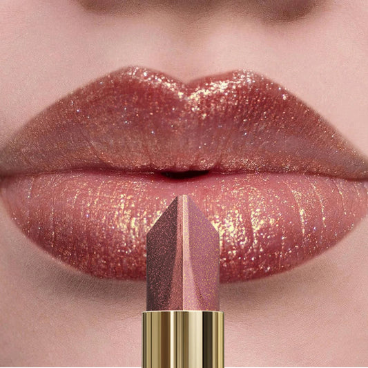 1PC Glitter Shiny Metallic Two Tone Lipstick Matte Pearlescent Lip Tint,Long Lasting Lip Senior Lip Makeup Gifts Lip Gloss Coste Good Vibrations