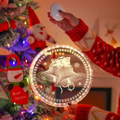 Merry Christmas LED Fairy Lights Santa Claus Elk Living Doors Windows Decoration New Year Gift 2025 Christmas Tree Hanging Light Good Vibrations