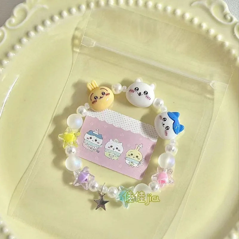 Chiikawas Bracelet Cute Cartoon Figure Resin Bracelets Jewelry Girls Women Friendship Fashion Birthday Gifts Beads Accessories Good Vibrations