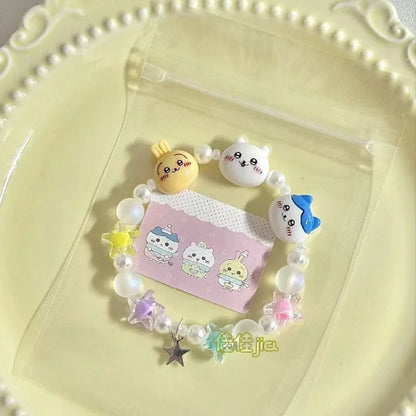 Chiikawas Bracelet Cute Cartoon Figure Resin Bracelets Jewelry Girls Women Friendship Fashion Birthday Gifts Beads Accessories Good Vibrations