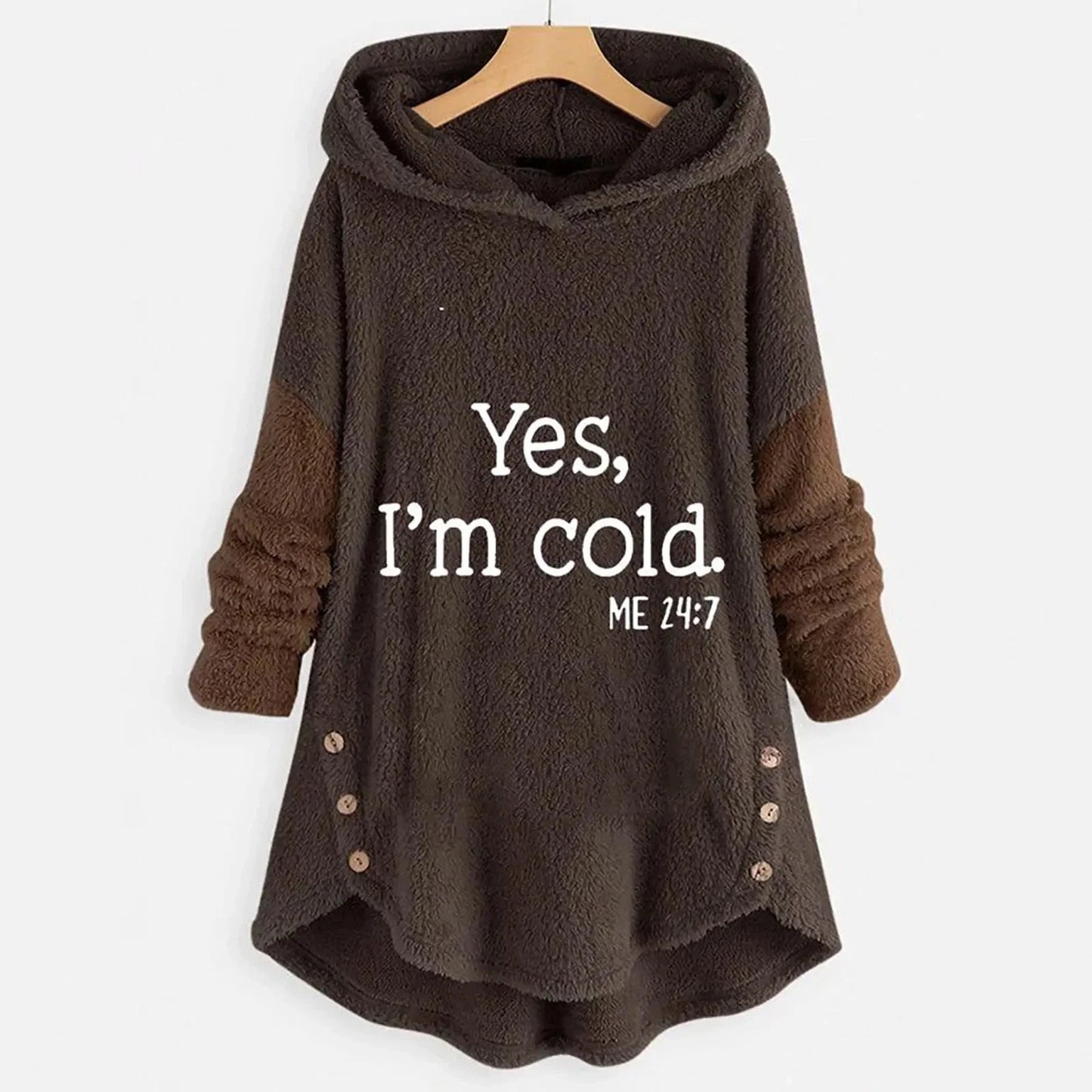 Letter Embroidered Patchwork Fleece Sweatshirt Autumn Winter Long Sleeve Loose Long Hoodie Coats Pocket Warm Plush Hoodie Tops Good Vibrations