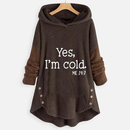 Letter Embroidered Patchwork Fleece Sweatshirt Autumn Winter Long Sleeve Loose Long Hoodie Coats Pocket Warm Plush Hoodie Tops Good Vibrations