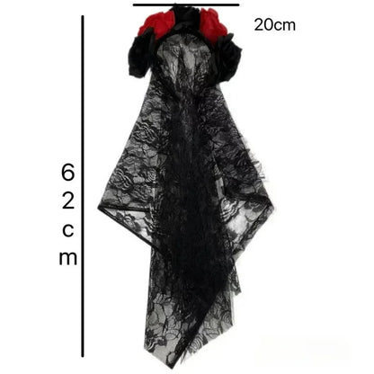 Halloween Black Veil Decoration Halloween Simulation Flower Headband Wedding The Dead Costume Cosplay Party Headwear Accessories Good Vibrations