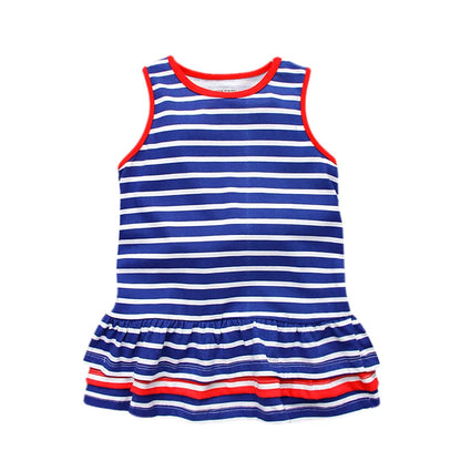 Girls Short Sleeve Summer Dress For 1-6 Years Kids 100% Cotton Casual Dresses Children's Clothing KF128 Good Vibrations