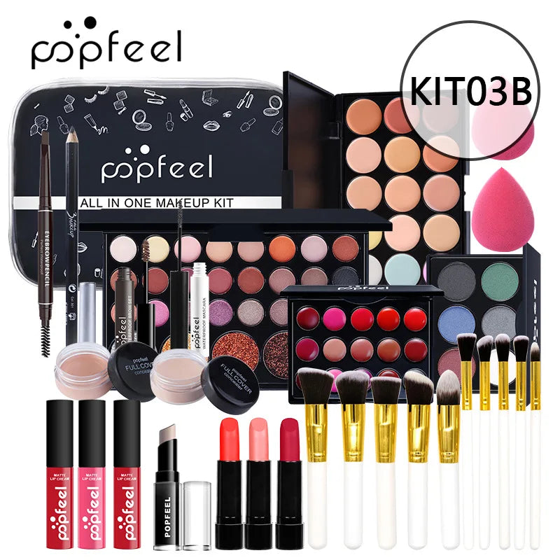 POPFEEL All-in-One Makeup Kit Gift Set with Eyeshadow Palette Foundation Lip Gloss Blush Brushes Eyeliner and More Beauty Gifts Good Vibrations