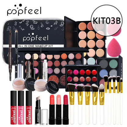 POPFEEL All-in-One Makeup Kit Gift Set with Eyeshadow Palette Foundation Lip Gloss Blush Brushes Eyeliner and More Beauty Gifts Good Vibrations